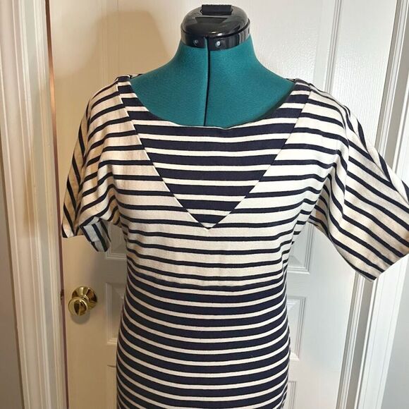 Lacoste Devanlay Stripe Cotton Short Sleeve Fitted Preppy Dress - Picture 6 of 12